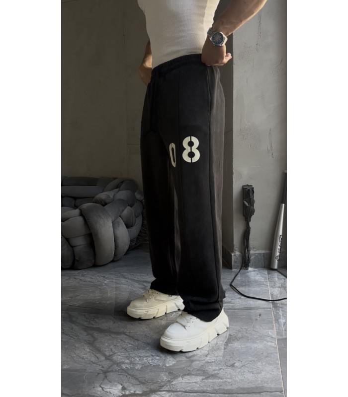 Baggy 08 yazı detaylı kumaş eşofman
