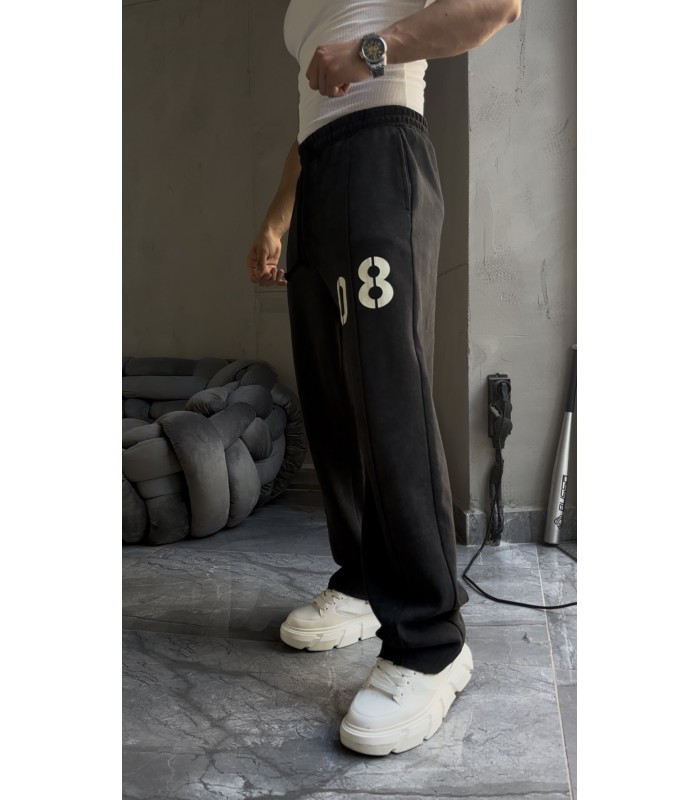 Baggy 08 yazı detaylı kumaş eşofman