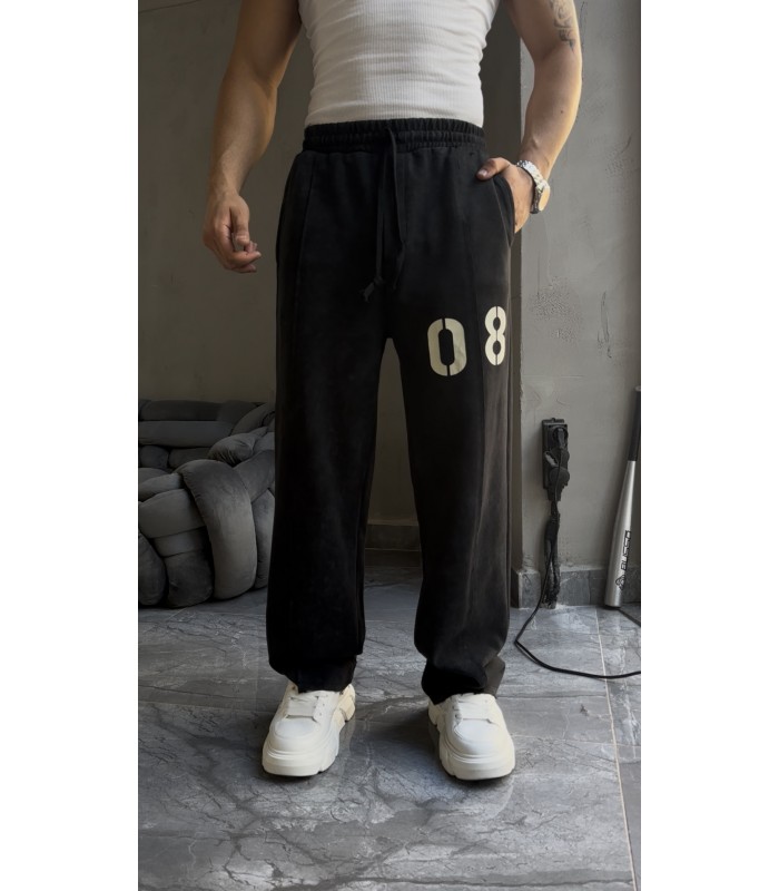 Baggy 08 yazı detaylı kumaş eşofman