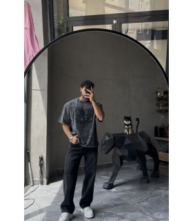 BİSİKLET YAKA 22 RAKAM  DETAYLI YIKAMA KUMAŞ TSHIRT