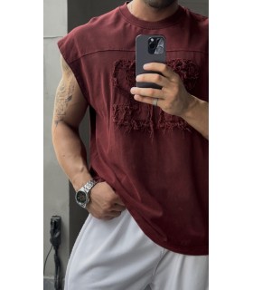 22 RAKAM  DETAYLI YIKAMA KUMAŞ SIFIR KOL TSHIRT