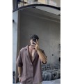 OVERSİZE KISA KOL KETEN GÖMLEK