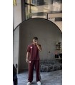 OVERSİZE POLO YAKA YAN ÖZEL DESEN DETAY EŞOFMAN TAKIM
