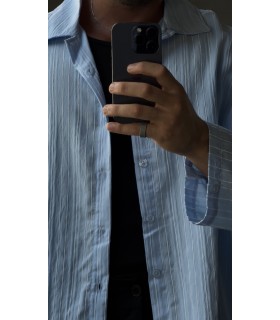 CROP KESİM ÇİZGİLİ OVERSİZE GÖMLEK