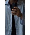CROP KESİM ÇİZGİLİ OVERSİZE GÖMLEK