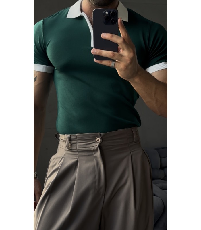 FERMUAR DETAY POLO YAKA TSHİRT