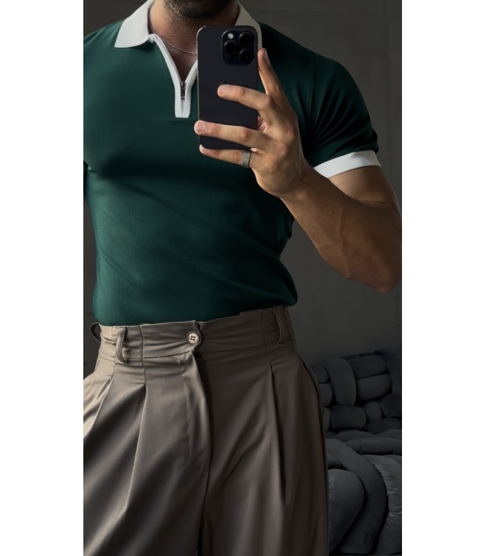 FERMUAR DETAY POLO YAKA TSHİRT