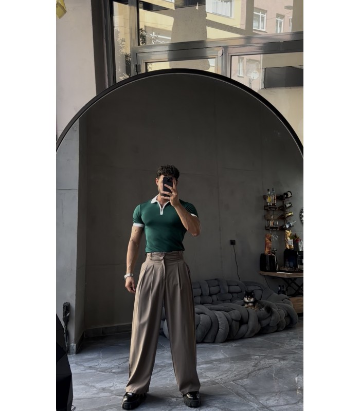 FERMUAR DETAY POLO YAKA TSHİRT