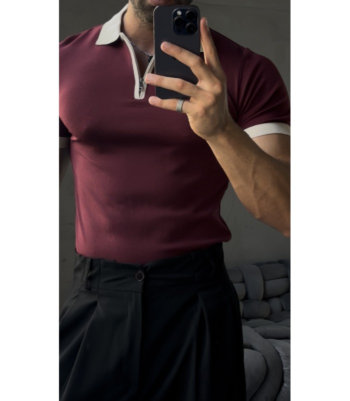 FERMUAR DETAY POLO YAKA TSHİRT