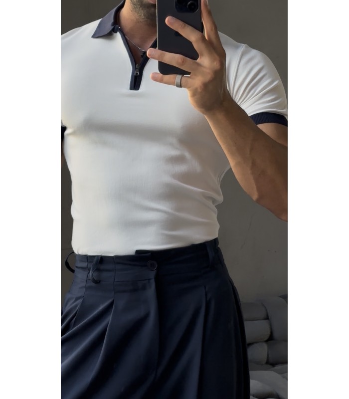 FERMUAR DETAY POLO YAKA TSHİRT