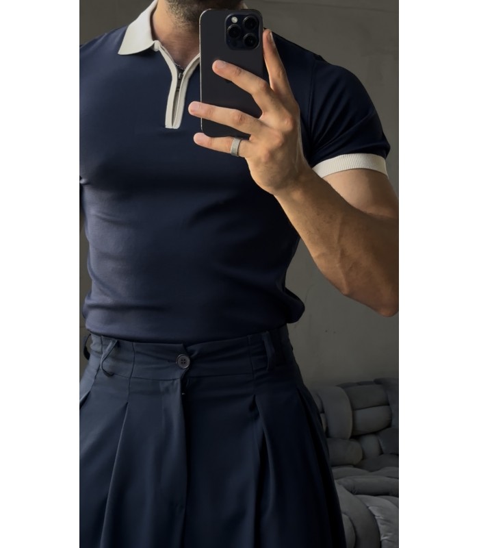 FERMUAR DETAY POLO YAKA TSHİRT