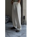 BAGGY ÖZEL KESİM ÖN PİLE DETAYLI KETEN PANTOLON