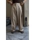 BAGGY ÖZEL KESİM ÖN PİLE DETAYLI KETEN PANTOLON