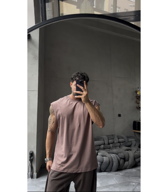 BİSİKLET YAKA OVERSİZE SIFIR KOL TSHIRT