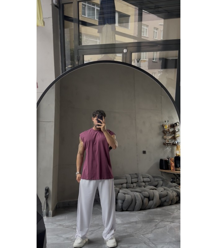 BİSİKLET YAKA OVERSİZE SIFIR KOL TSHIRT