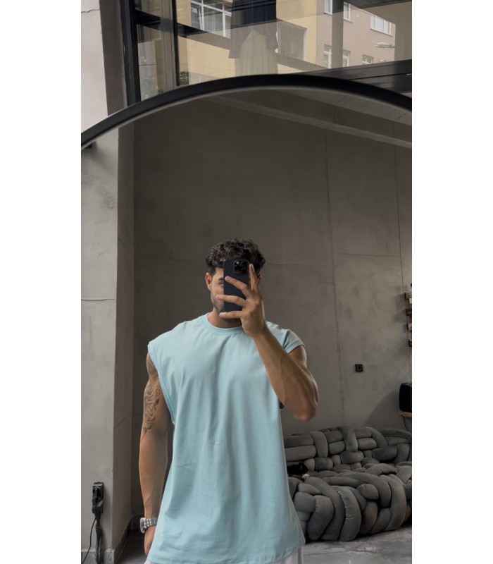 BİSİKLET YAKA OVERSİZE SIFIR KOL TSHIRT