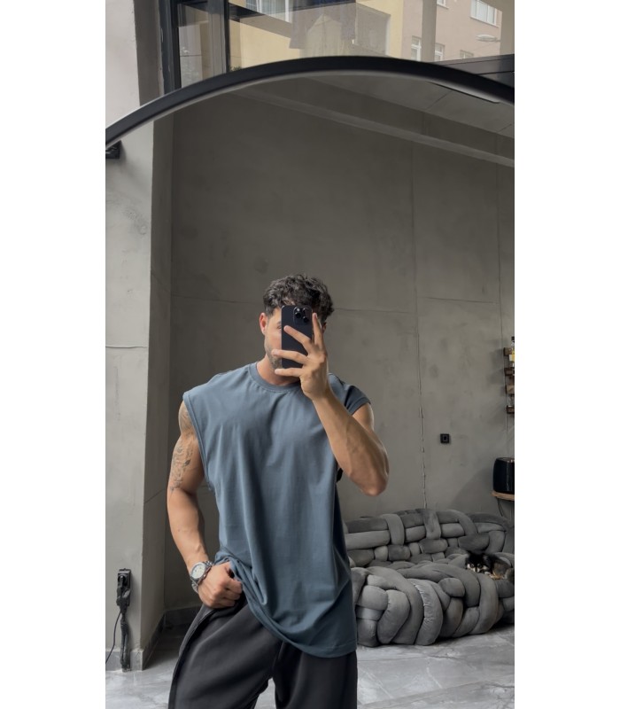 BİSİKLET YAKA OVERSİZE SIFIR KOL TSHIRT
