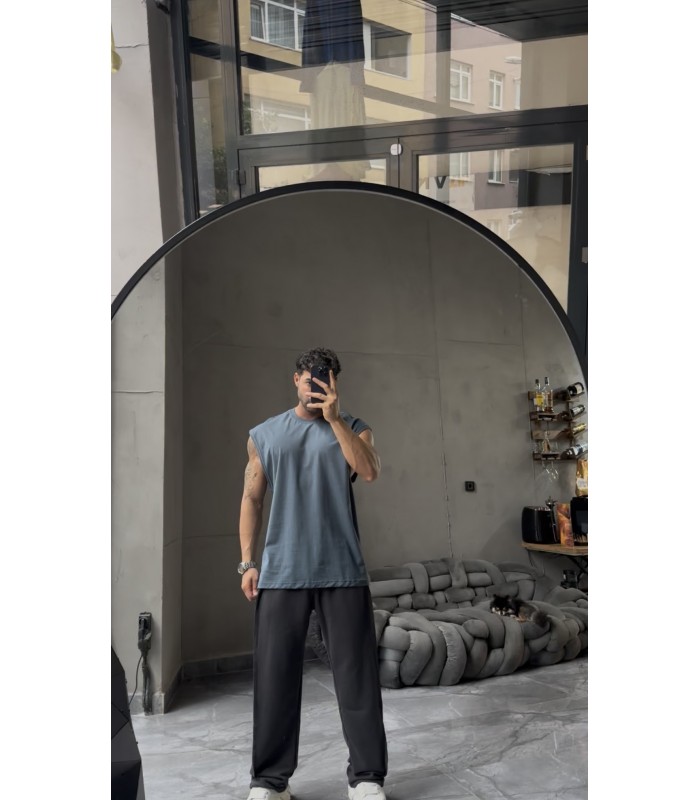 BİSİKLET YAKA OVERSİZE SIFIR KOL TSHIRT