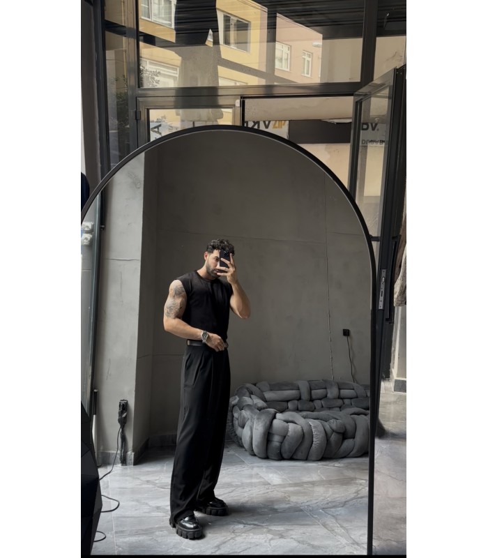 Slim Fit Ajurlu Dokulu Kolsuz Triko