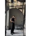 Slim Fit Ajurlu Dokulu Kolsuz Triko
