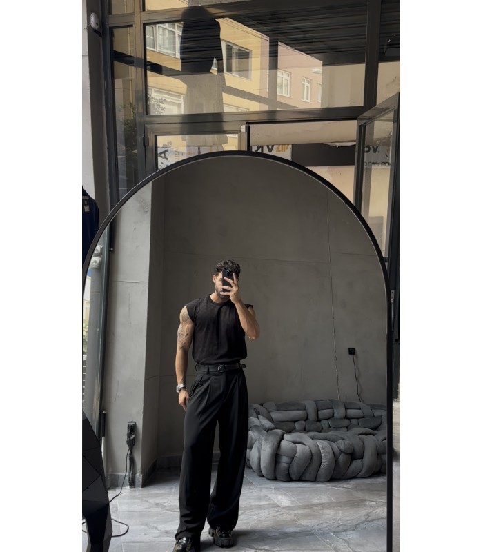 Slim Fit Ajurlu Dokulu Kolsuz Triko