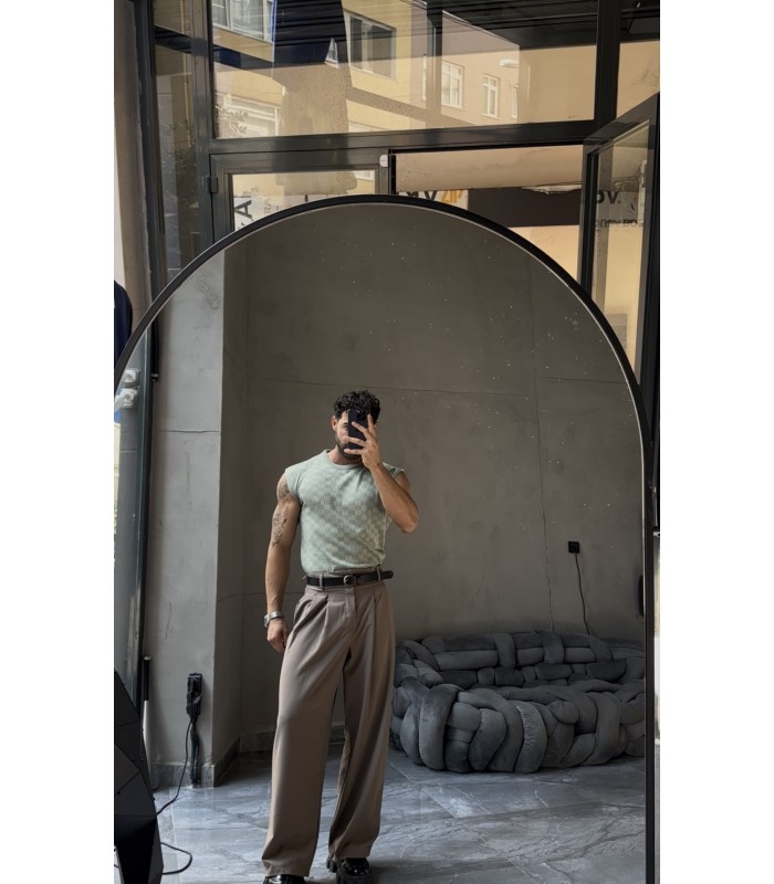 Slim Fit Ajurlu Dokulu Kolsuz Triko