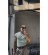 Slim Fit Ajurlu Dokulu Kolsuz Triko